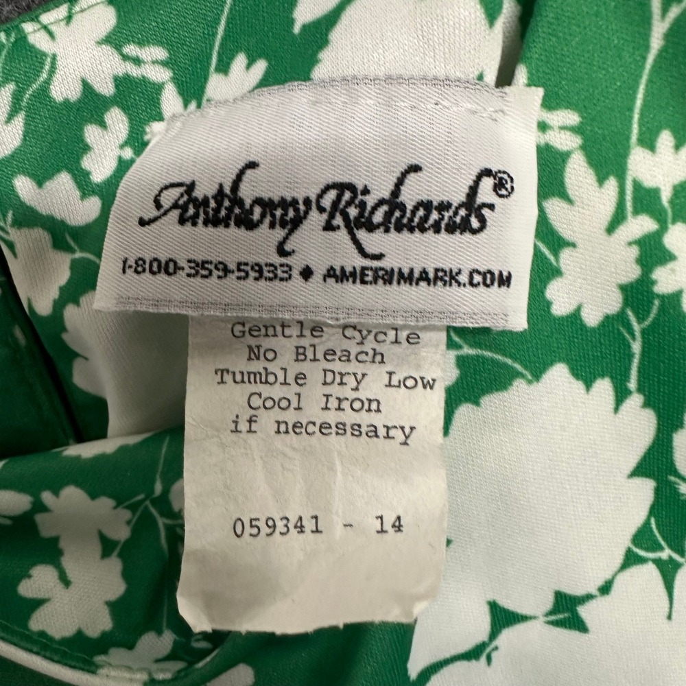 Anthony Richards Dress Womens Size 14 Green White Floral Midi A-Line USA Made - Picture 5 of 8